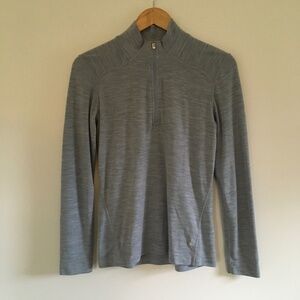 Smartwool Merino 250 Base Layer 1/4 Zip Top Light Heathered Gray Womens Sz L